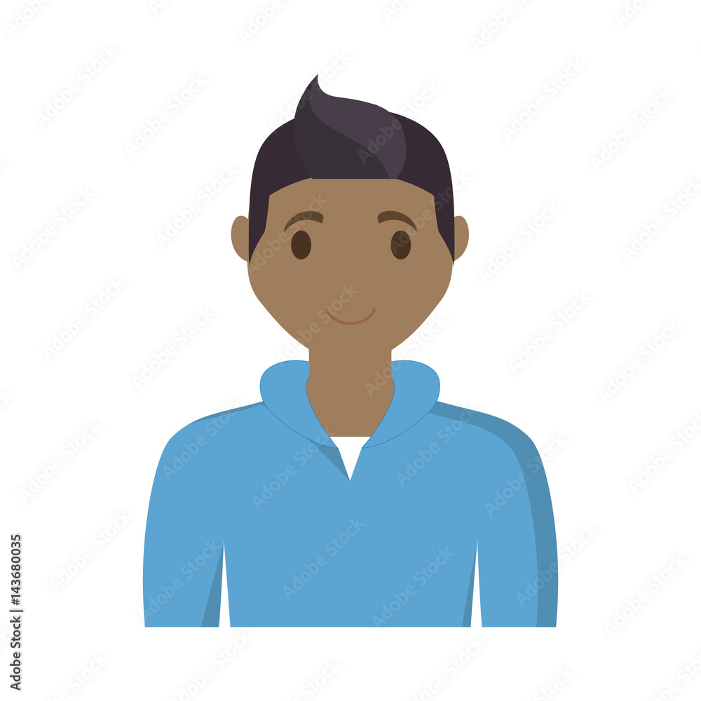 man wearing blue shirt, cartoon icon over white background. colorful design. vector illustration