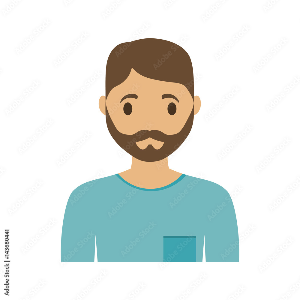 man wearing blue shirt, cartoon icon over white background. colorful design. vector illustration