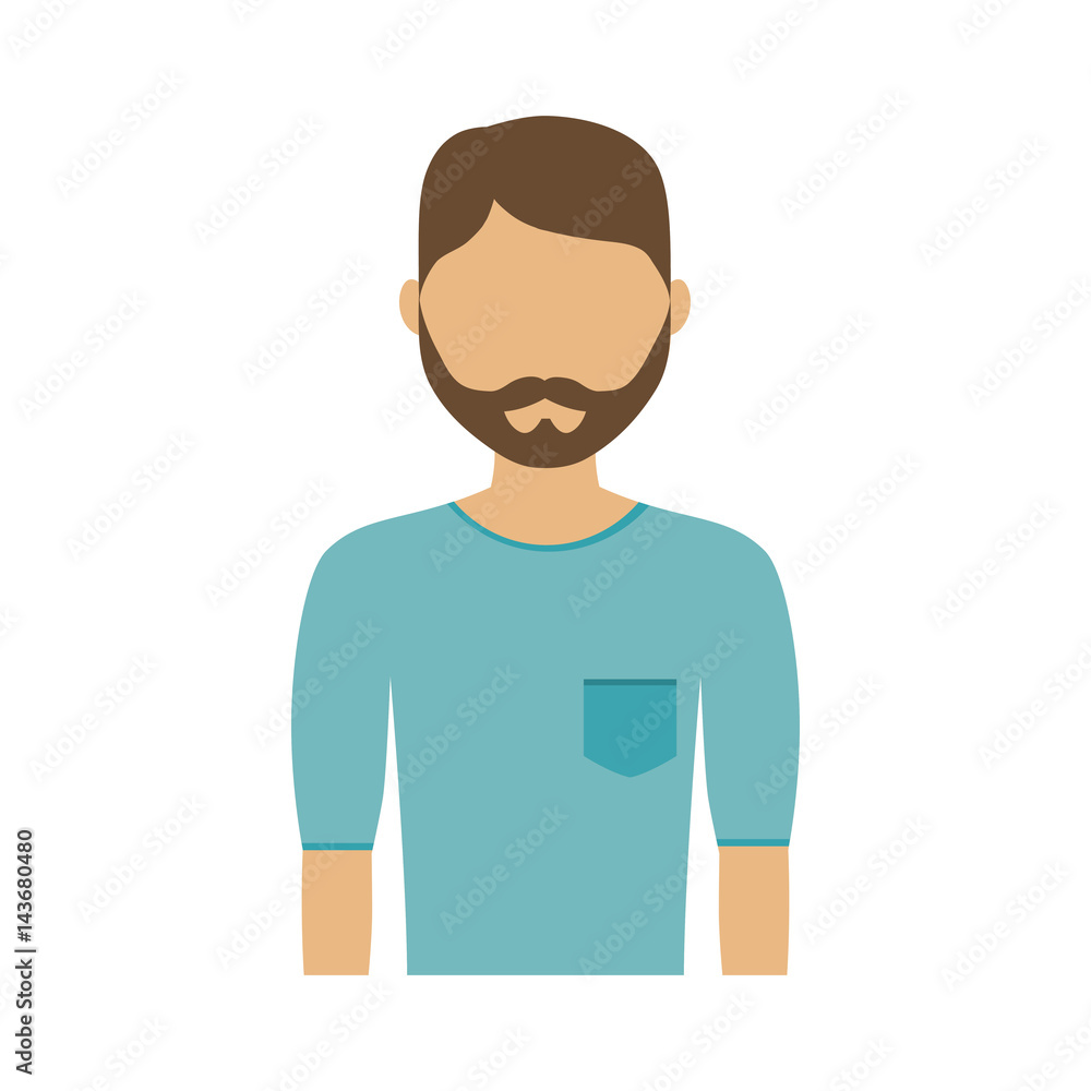 man wearing blue shirt, cartoon icon over white background. colorful design. vector illustration
