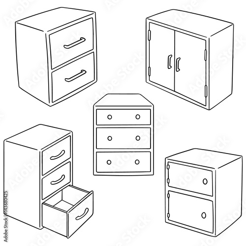 vector set of drawer