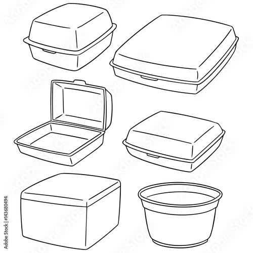 vector set of foam container