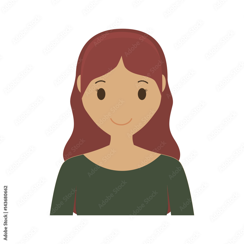 woman wearing green shirt, cartoon icon over white background. colorful design. vector illustration woman wearing green shirt, cartoon icon over white background. colorful design. vector illustration