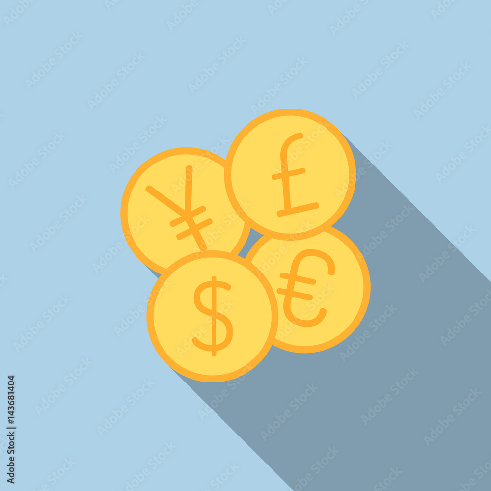 Coins icon in flat style Coins icon in flat style