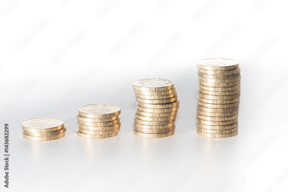 Coin stack on a white background Coin stack on a white background