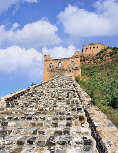 Cobblestone path up to a watchtower at Jinshanling Great Wall