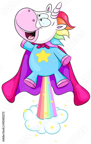 Niedliches Einhorn als Superheld Vektor Illustration