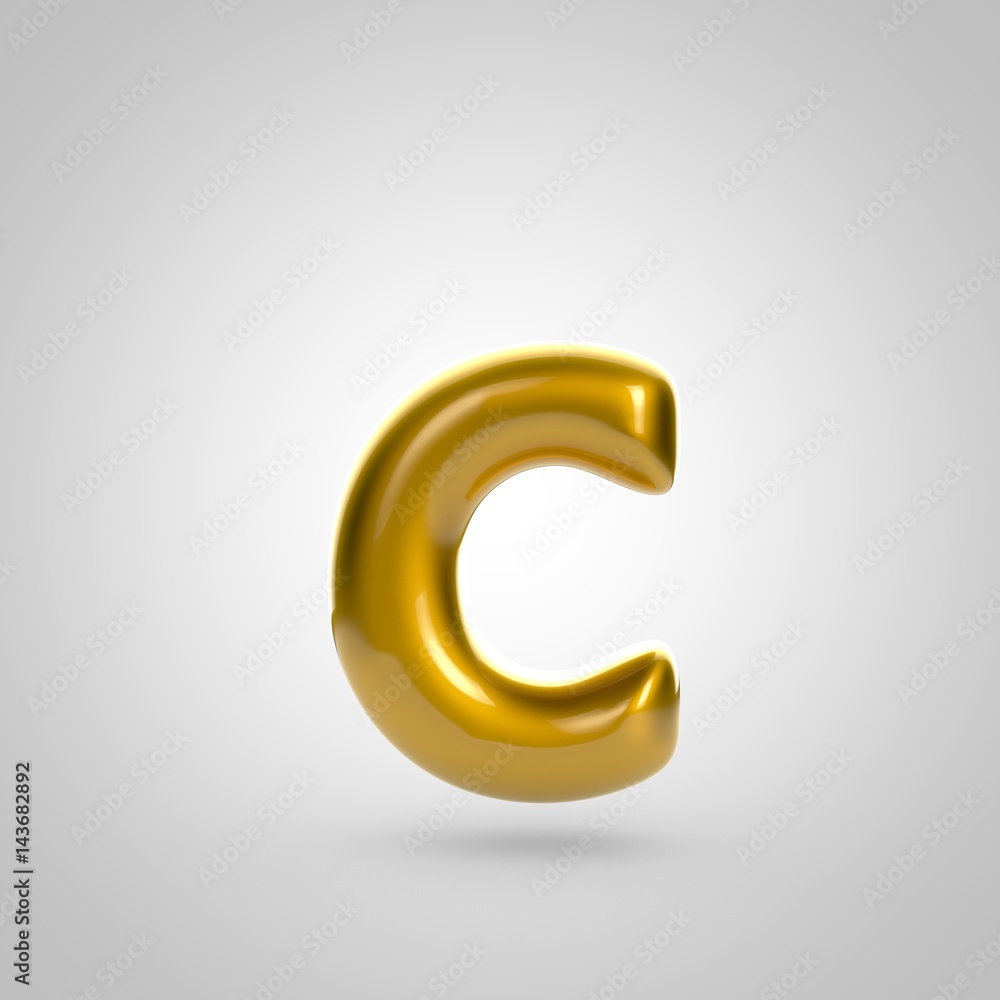 Metallic paint golden letter C lowercase Metallic paint golden letter C lowercase