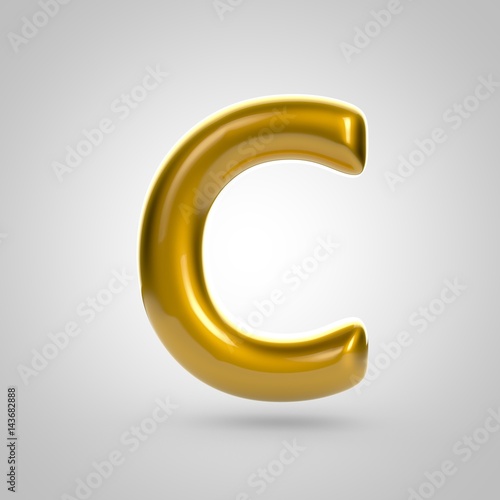 Metallic paint golden letter C uppercase