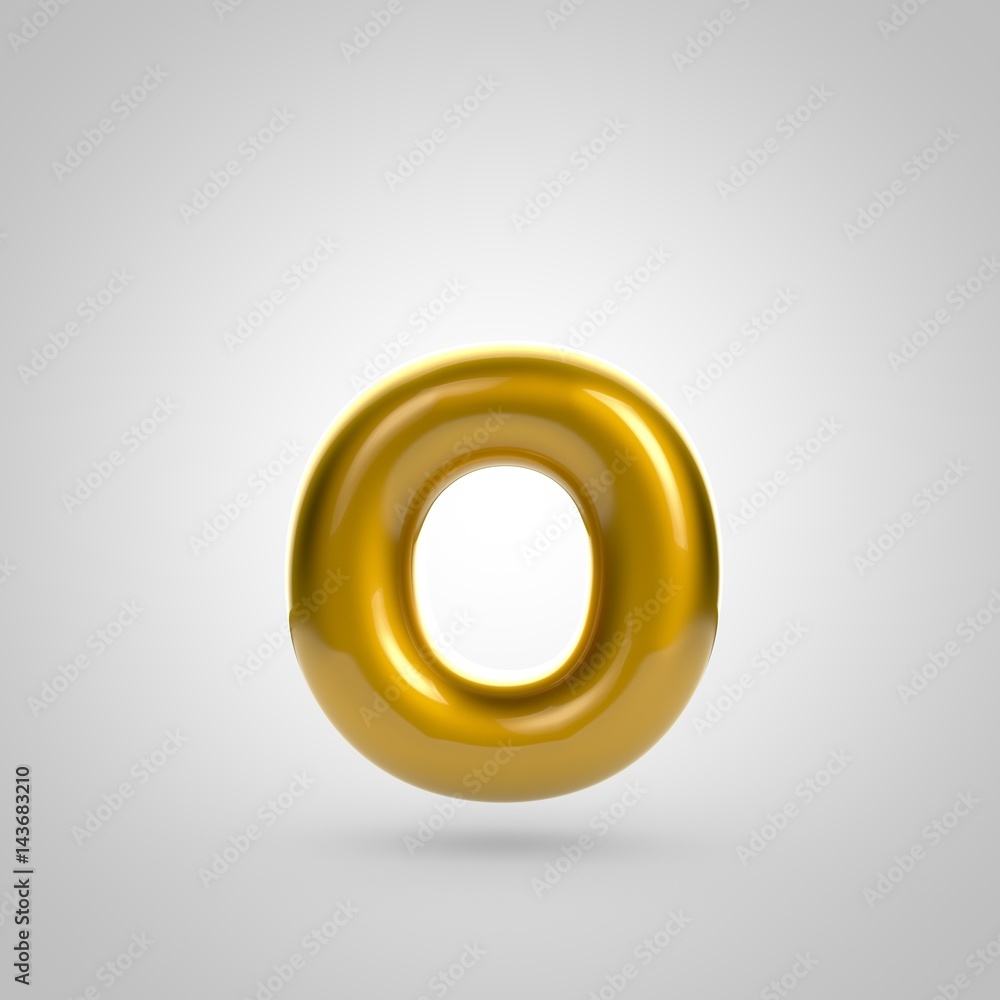 Metallic paint golden letter O lowercase Metallic paint golden letter O lowercase