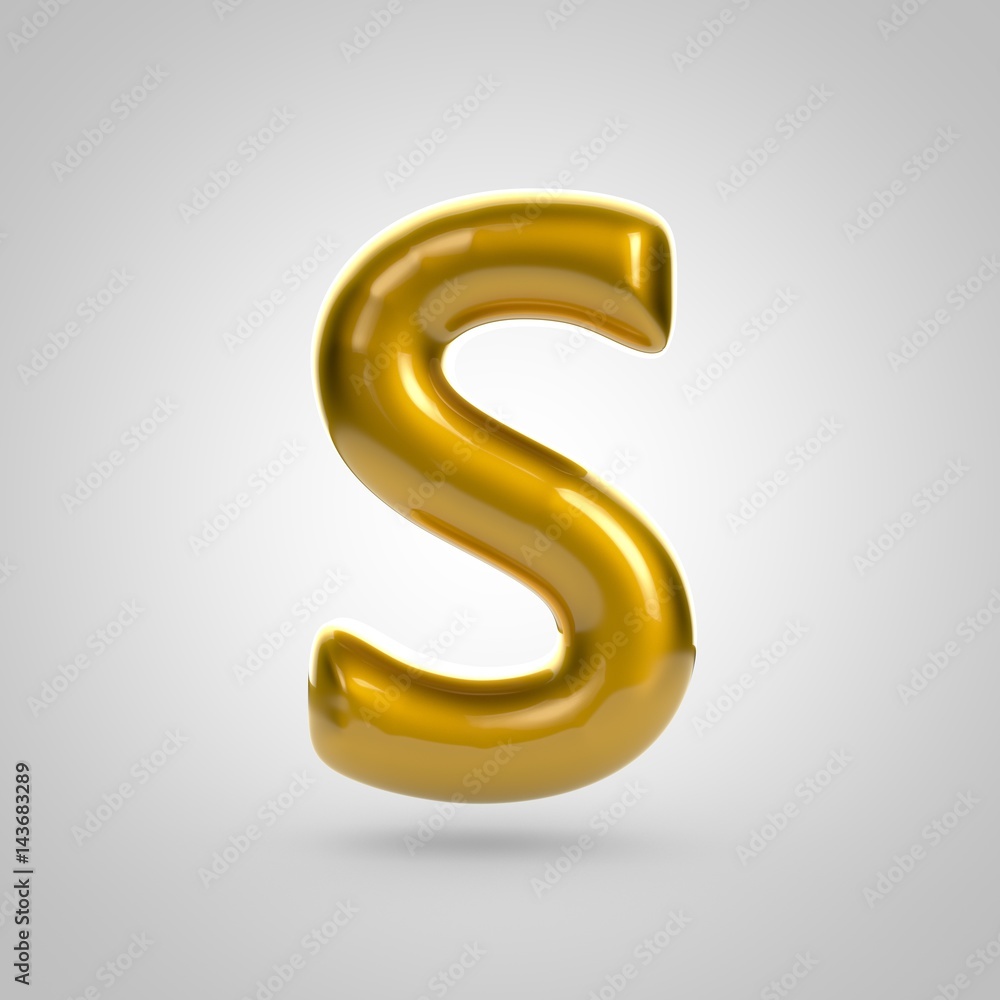 Metallic paint golden letter S uppercase Metallic paint golden letter S uppercase