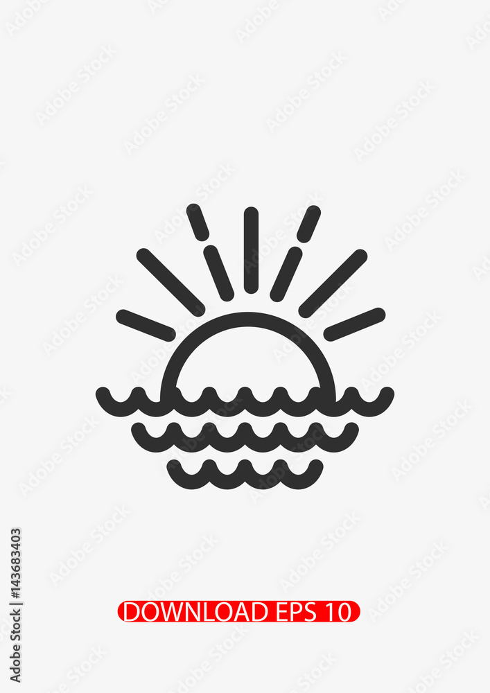 Obraz premium Sunset icon, Vector