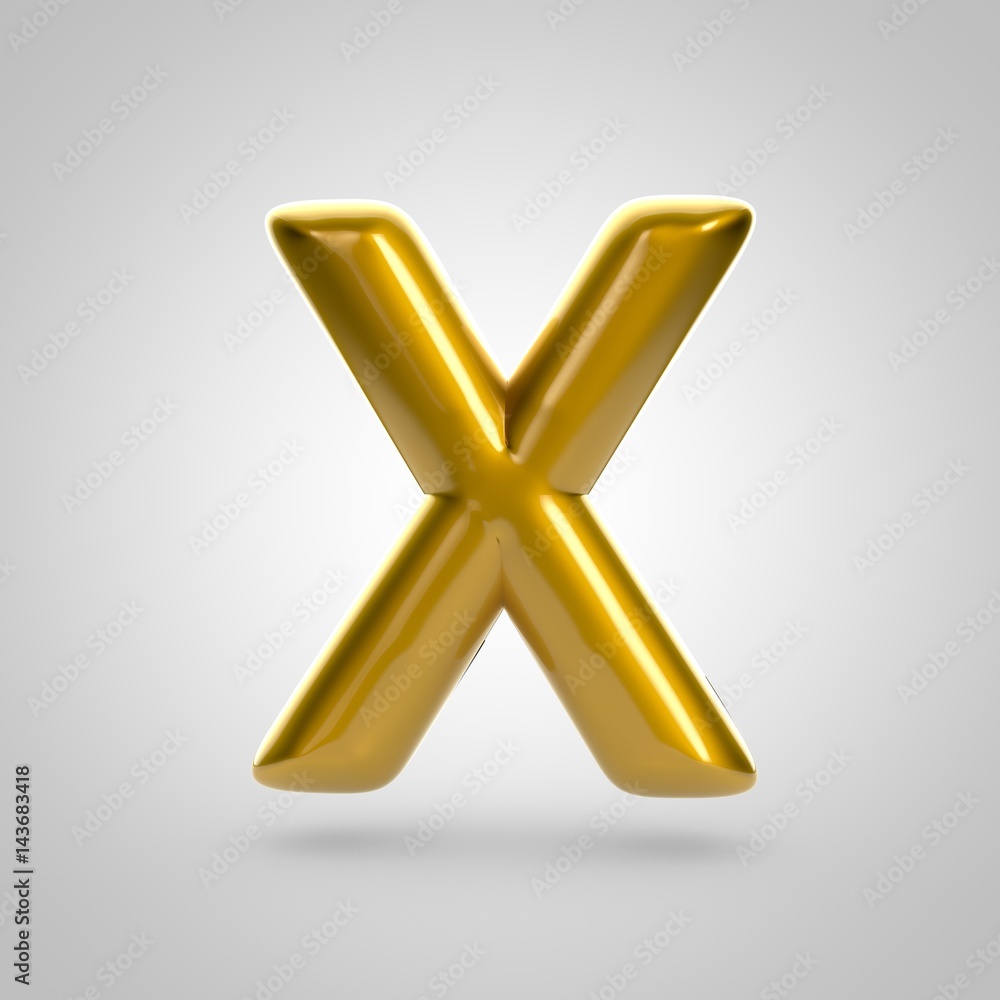 Metallic paint golden letter X uppercase Metallic paint golden letter X uppercase