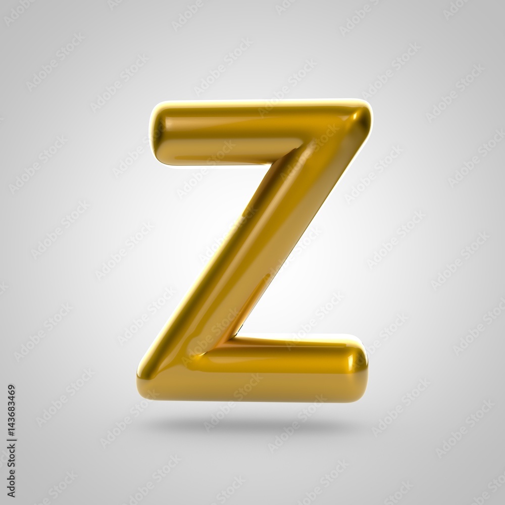 Metallic paint golden letter Z uppercase