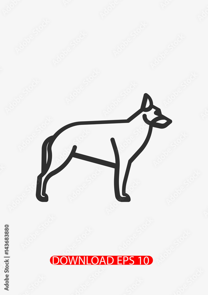  German shepherd dog icon, Vector