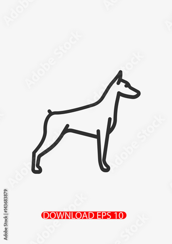 Doberman dog icon, Vector