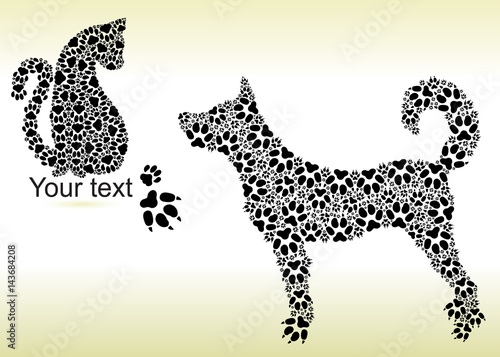 Silhouettes of cat and dog from tracks