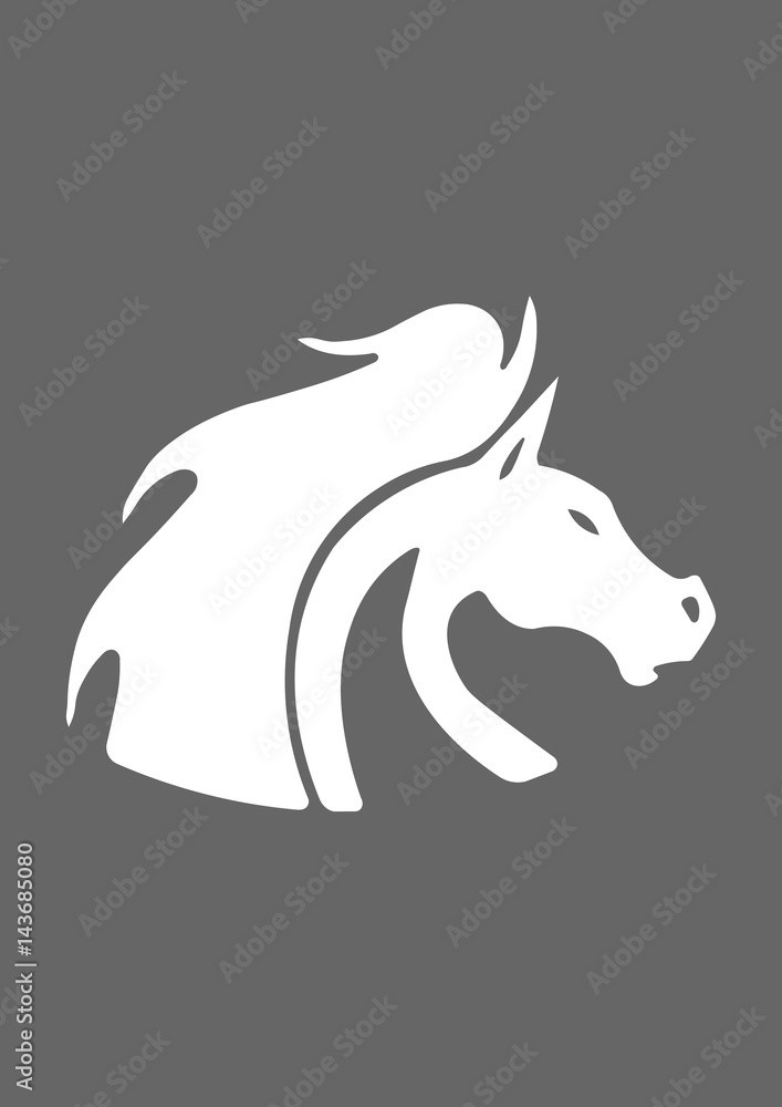 Angry horse face icon, Vector