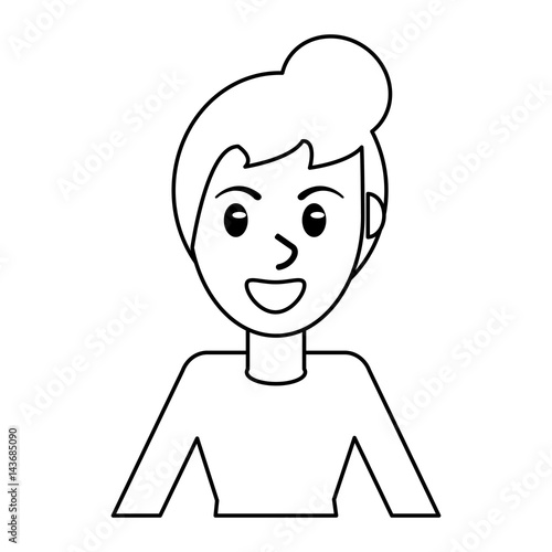 outlined portrait woman female smile vector illustration eps 10 © Jemastock