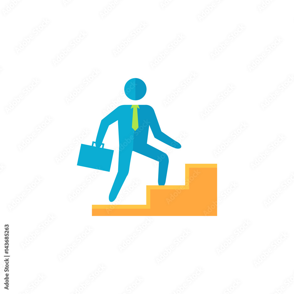 Flat icon - Businessman stairway Flat icon - Businessman stairway