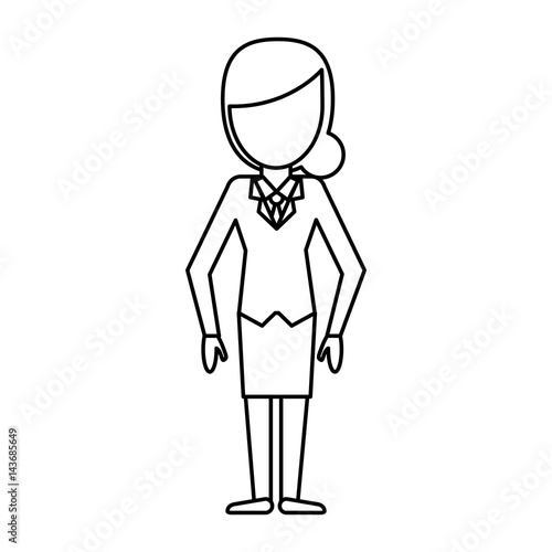 outlined woman girl avatar image vector illustration eps 10