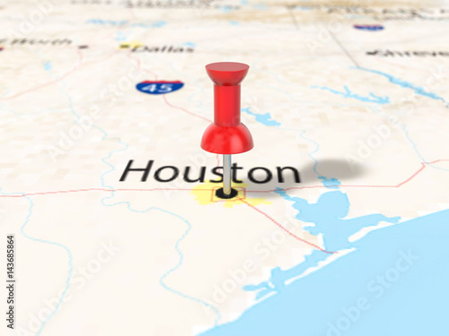 Pushpin on Houston map