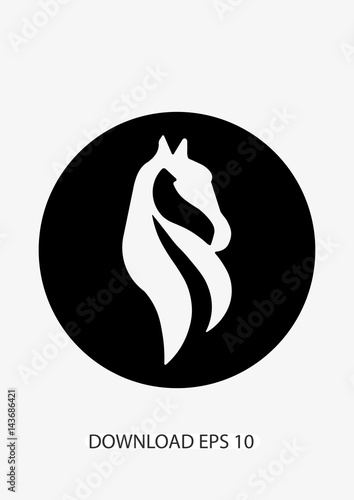 Horse head with long horshair icon, Vector