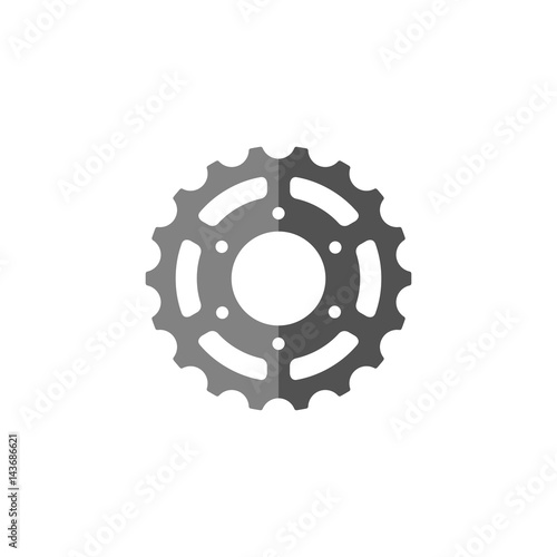 Bicycle sprocket gear icon in flat color style. Transportation sport mechanical repair parts