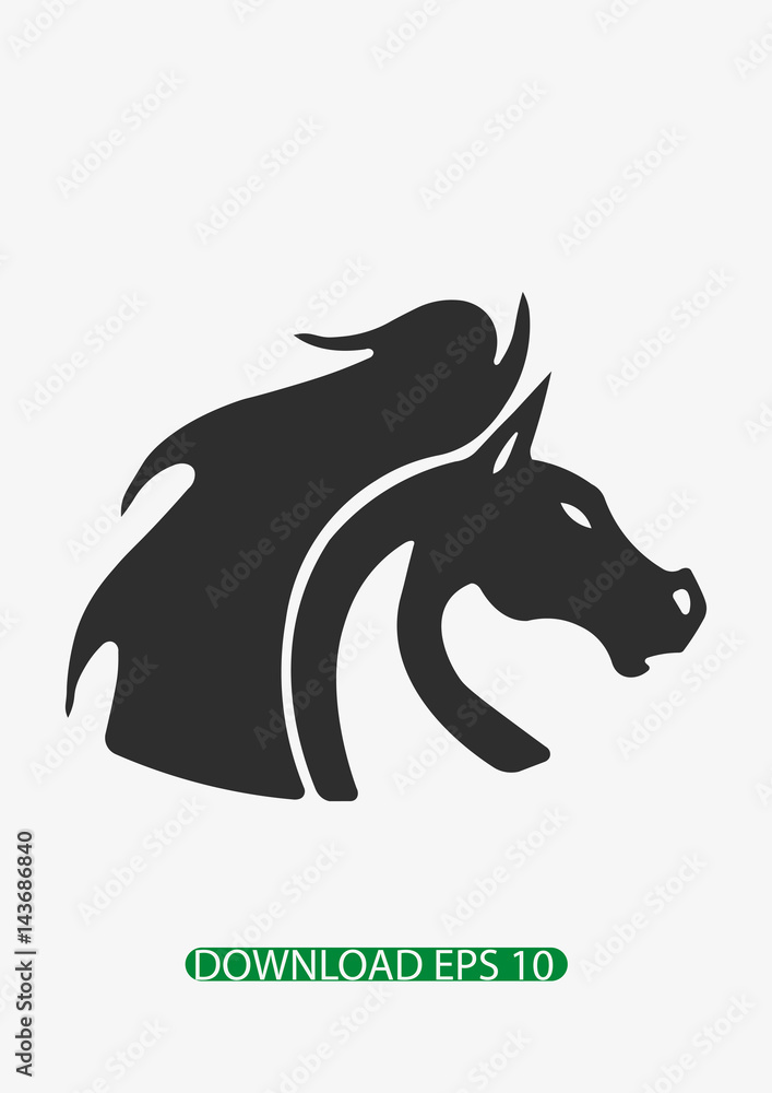 Obraz na plátně Angry horse face icon, Vector