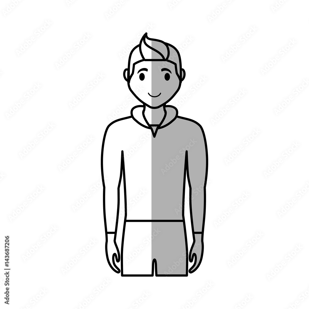 man wearing casual clothes, cartoon icon over white background. vector illustration