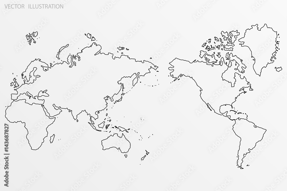 World map outline.