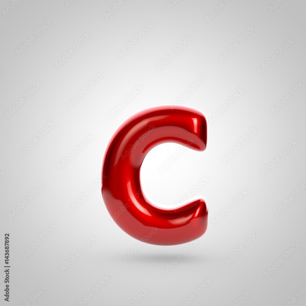 Metallic paint red letter C lowercase Metallic paint red letter C lowercase