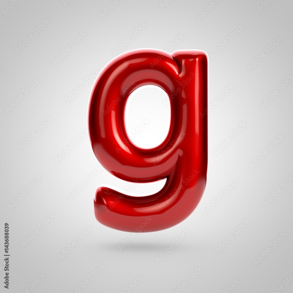 Metallic paint red letter G lowercase Metallic paint red letter G lowercase