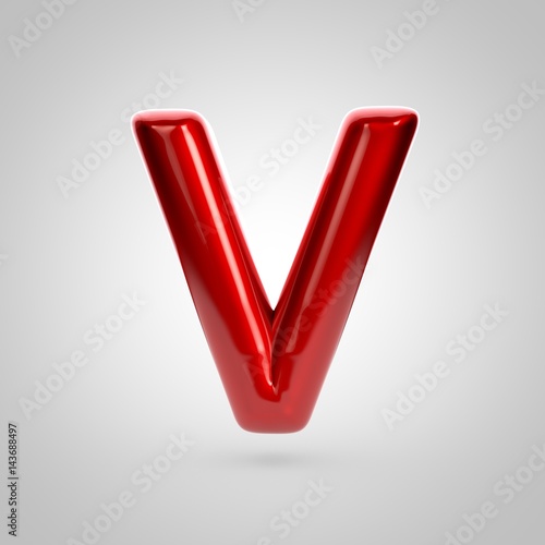Metallic paint red letter V uppercase