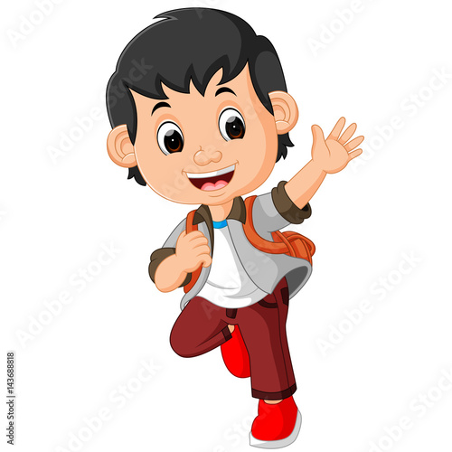 Cute boy go to school