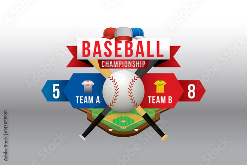Canvas Print Vector of baseball with team competition and scoreboard.