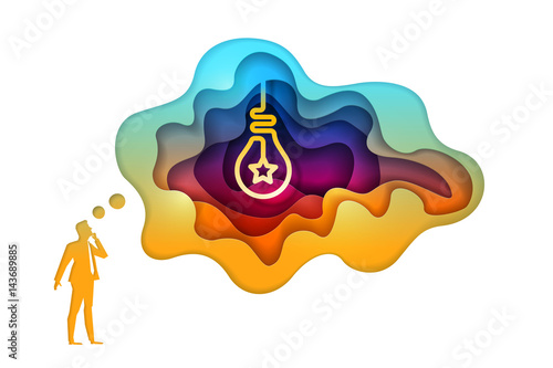 Paper craft style business concept illustration