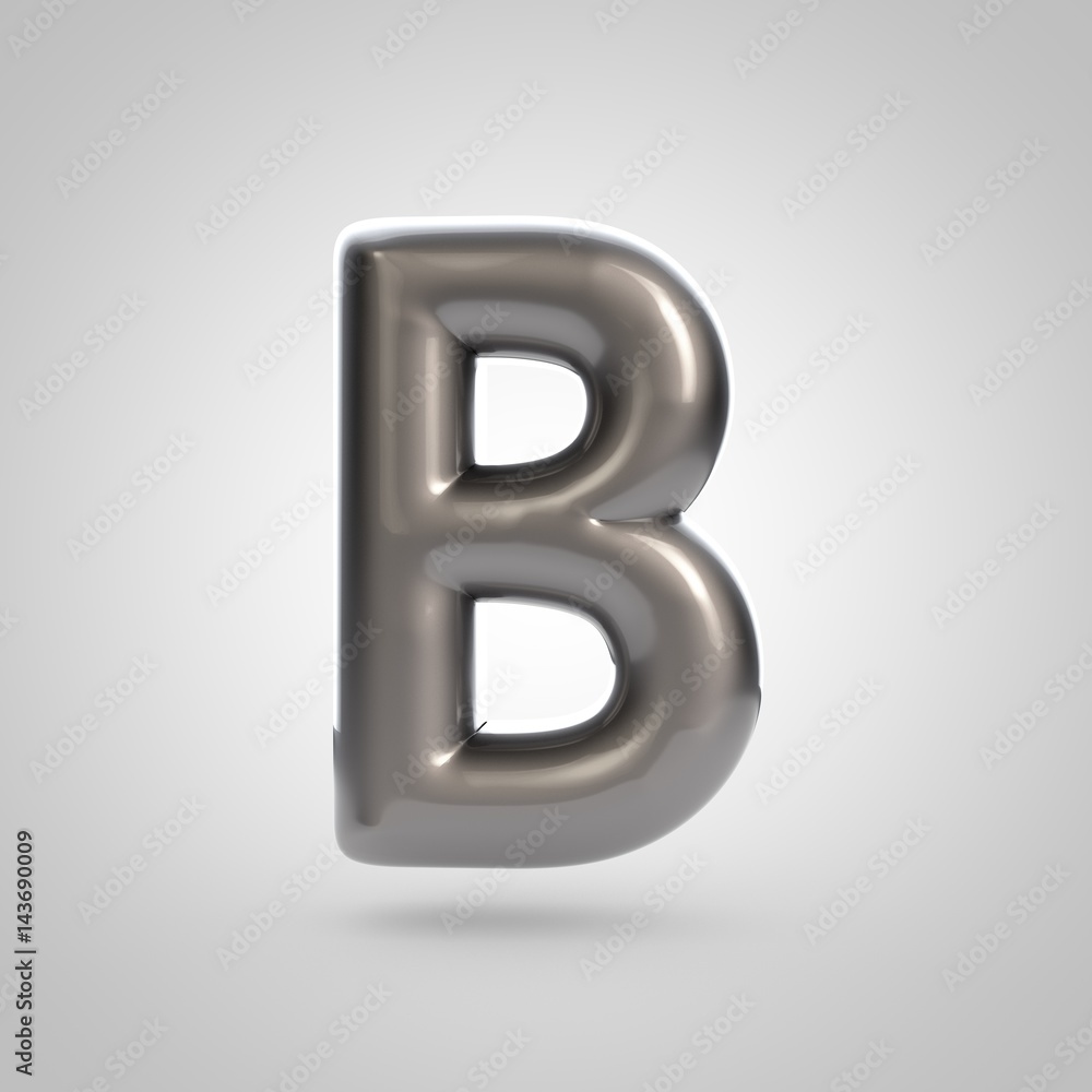 Metallic paint silver letter B uppercase Metallic paint silver letter B uppercase