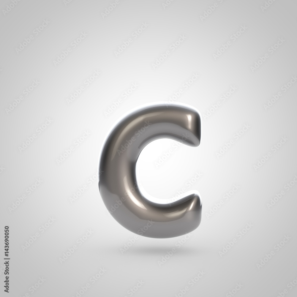 Metallic paint silver letter C lowercase Metallic paint silver letter C lowercase