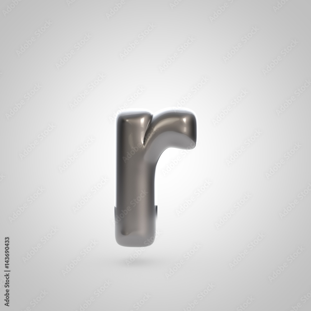 Metallic paint silver letter R lowercase Metallic paint silver letter R lowercase