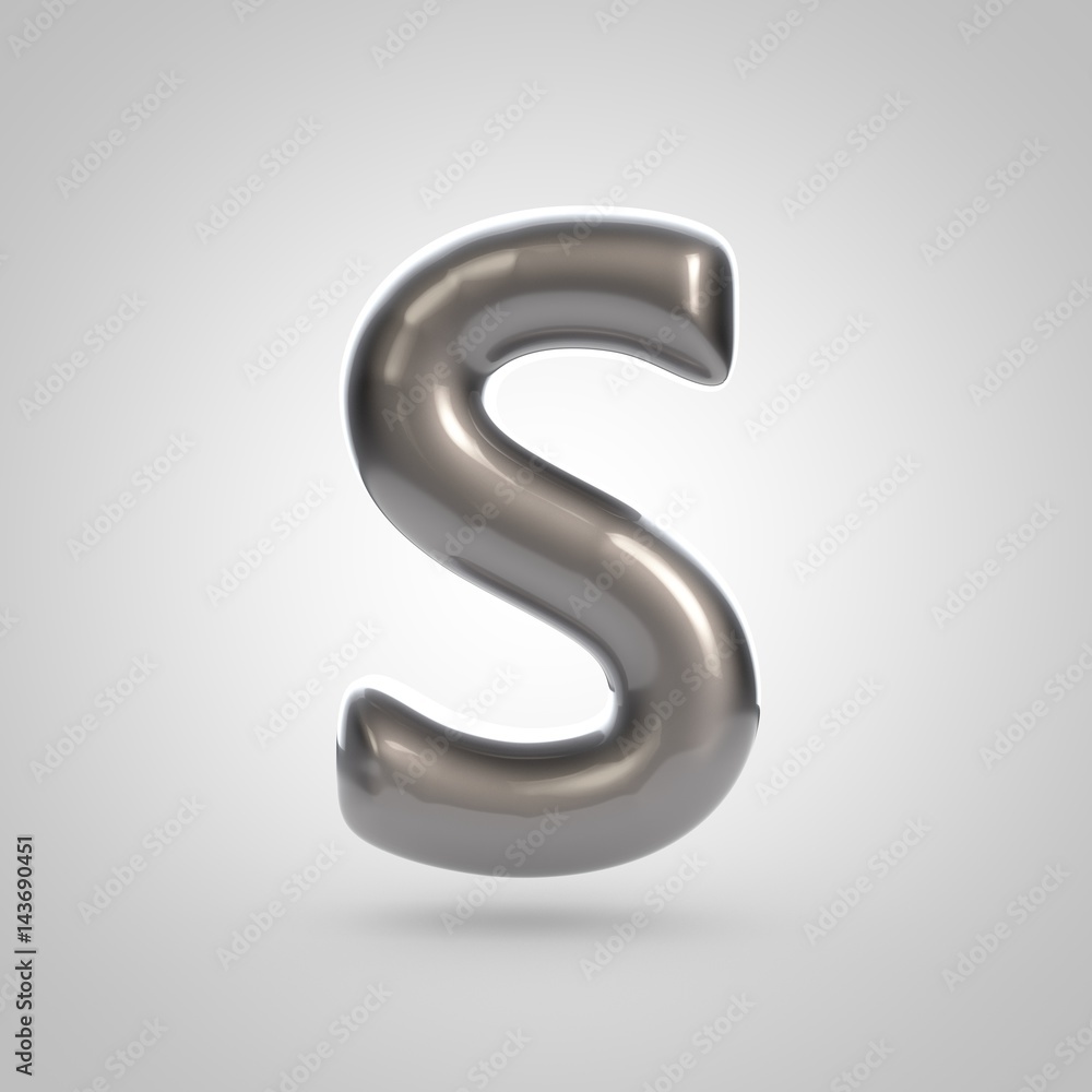 Metallic paint silver letter S uppercase Metallic paint silver letter S uppercase