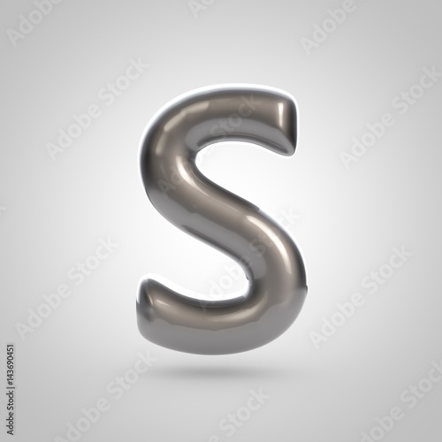 Metallic paint silver letter S uppercase