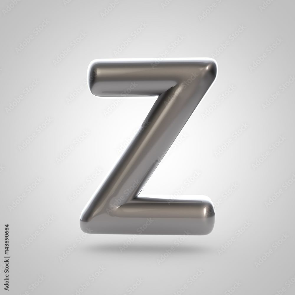 Metallic paint silver letter Z uppercase Metallic paint silver letter Z uppercase