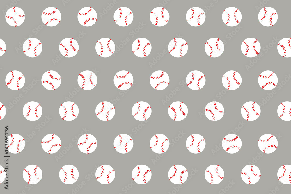 Vector seamless pattern with baseball on grey background. Vector seamless pattern with baseball on grey background.
