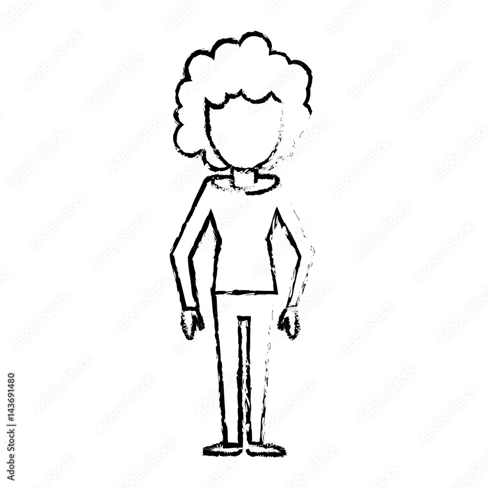 Fototapeta premium sketch female girl faceless image vector illustration eps 10