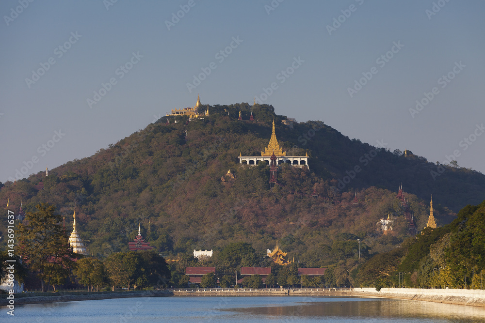 Temples on top of Mandalay Hill Burma 