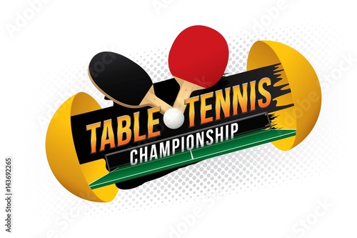 Table tennis championship design with green table.