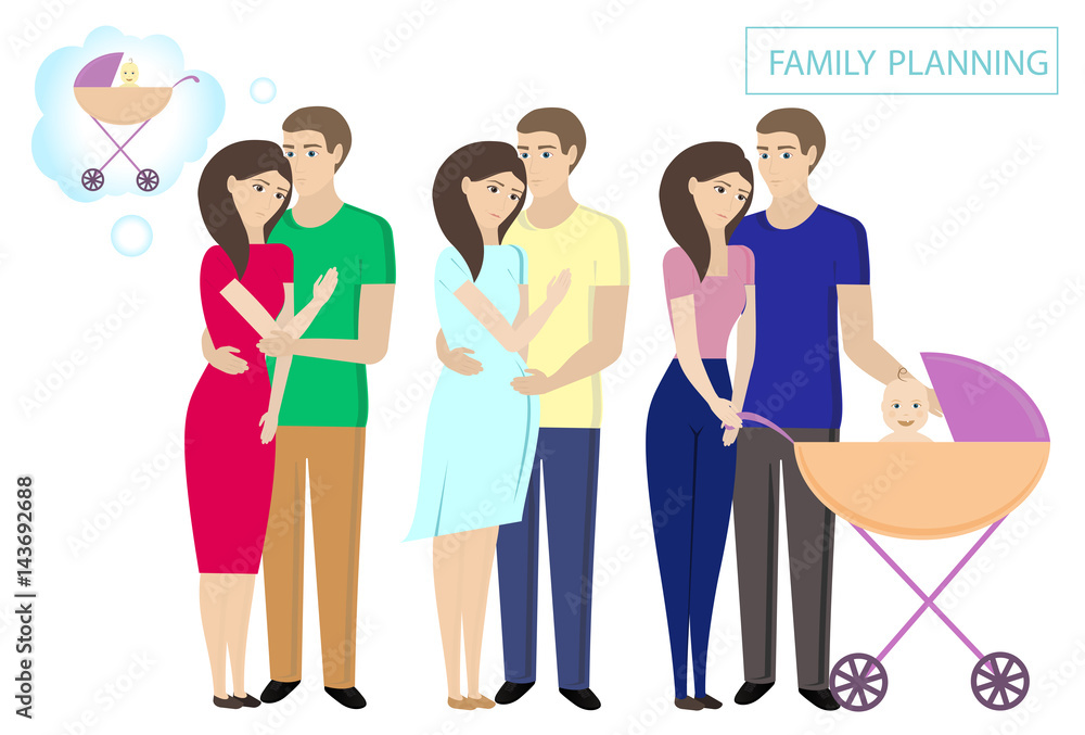 Obraz premium Family planning. Childbirth control. The dream of parenthood. Couple newlyweds want a child