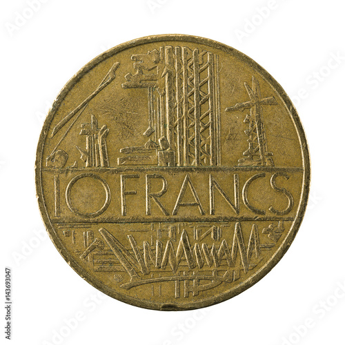 10 french franc coin (1978) obverse isolated on white background photo