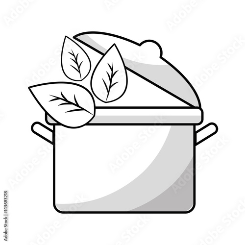 silhouette organ food with pot kitchen and leaves