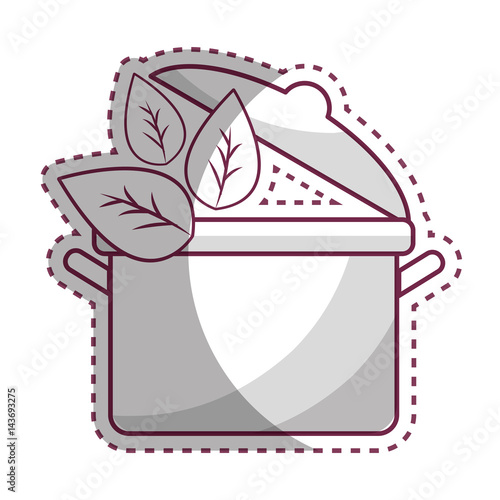 sticker organ food with pot kitchen and leaves